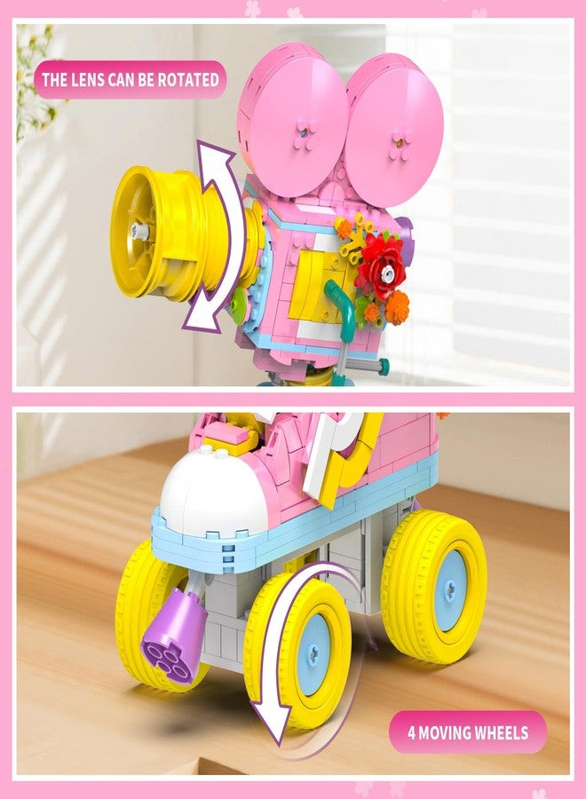 Mov stone 3-in-1 Creator Building Set, 520Pcs Compatible with Lego, Roller Skate, Heart Bear with Rose and Movie Projector, Ideal Gift for Girls and Girlfriend - Image 3